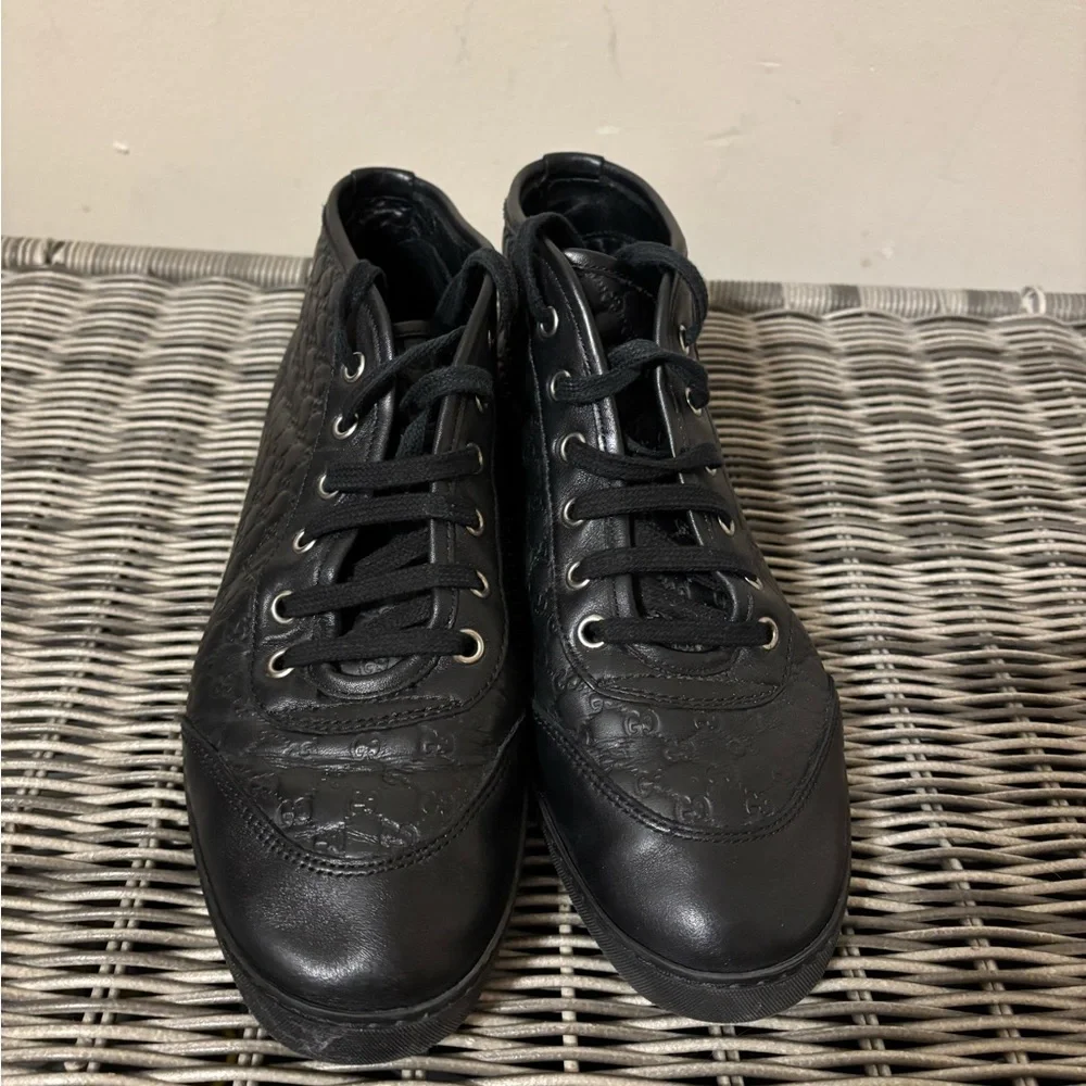 Gucci black leather  Guccissima sneakers preowned - Picture 3 of 9